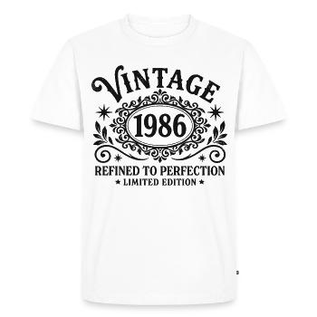 Anniversaire vintage 1986 affiné à la perfection - T-shirt Premium bio Homme - blanc - Devant - Nico (187cm)