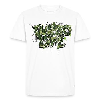 Motif de réglage de voiture de conception de camouflage Turbo Life - T-shirt Premium bio Homme - blanc - Devant - Nico (187cm)