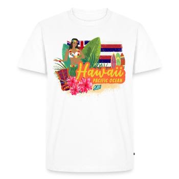 Souvenir vintage du danseur hawaïen de hula du Pacifique - T-shirt Premium bio Homme - blanc - Devant - Nico (187cm)