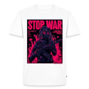 Neon Stop-War Protest - Men's Premium Organic T-Shirt - white - Front - Nico (187cm)