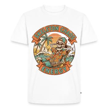 Skeleton Chaos Energy Retro Beach Graphic - Men's Premium Organic T-Shirt - white - Front - Nico (187cm)