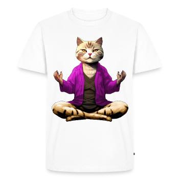 Cat Yogi - Men's Premium Organic T-Shirt - white - Front - Nico (187cm)