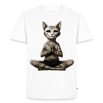Yoga pour chat - T-shirt Premium bio Homme - blanc - Devant - Nico (187cm)