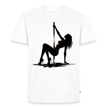 Danse exotique à la barre : Art sexy de squat en talons hauts - T-shirt Premium bio Homme - blanc - Devant - Nico (187cm)