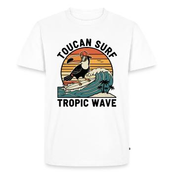 Toucan Surf Tropic Wave Ocean Vibes - Men's Premium Organic T-Shirt - white - Front - Nico (187cm)