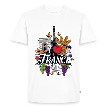 J’adore les vacances en France - T-shirt Premium bio Homme - blanc - Devant - Nico (187cm)