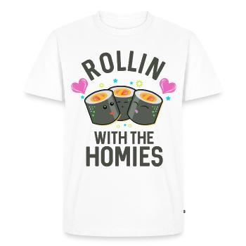 Rollin’ With The Homies Sushi Pun - Men's Premium Organic T-Shirt - white - Front - Nico (187cm)