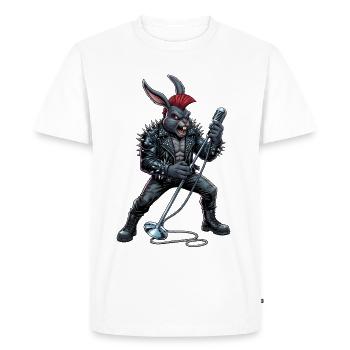 Heavy Metal Lapin de Pâques Rocker Lapin de Pâques Hardcore - T-shirt Premium bio Homme - blanc - Devant - Nico (187cm)