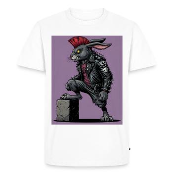 Heavy Metal Lapin de Pâques Rocker Lapin de Pâques Hardcore - T-shirt Premium bio Homme - blanc - Devant - Nico (187cm)