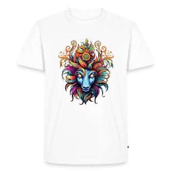 Magie volcanique de la tête de lion coloré - T-shirt Premium bio Homme - blanc - Devant - Nico (187cm)
