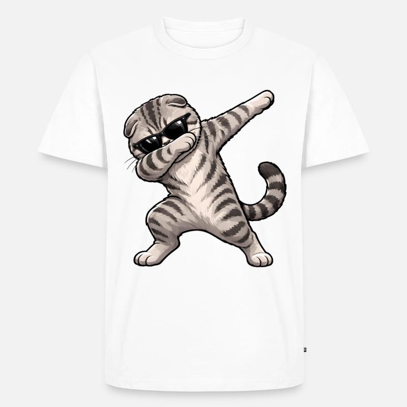 Dabbing Scottish Fold - Männer Premium Bio T-Shirt - Weiß