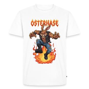 Heavy Metal Lapin de Pâques Rocker Lapin de Pâques Hardcore - T-shirt Premium bio Homme - blanc - Devant - Nico (187cm)