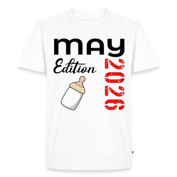 Baby Birth May 2026 - Men's Premium Organic T-Shirt - white - Front - Nico (187cm)
