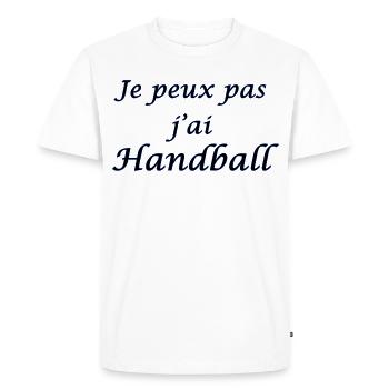 je peux pas j'ai handball - T-shirt Premium bio Homme - blanc - Devant - Nico (187cm)