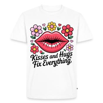 Les baisers et les câlins guérissent tout - T-shirt Premium bio Homme - blanc - Devant - Nico (187cm)