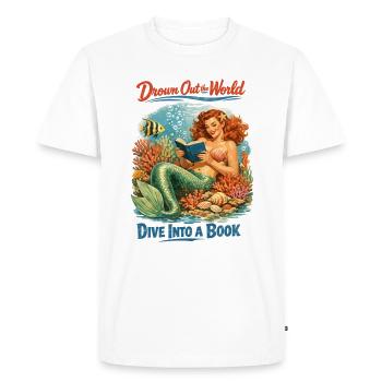 Retro Mermaid : Plongez dans une pin-up de livres - T-shirt Premium bio Homme - blanc - Devant - Nico (187cm)