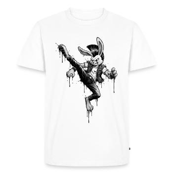 Heavy Metal Lapin de Pâques Rocker Lapin de Pâques Hardcore - T-shirt Premium bio Homme - blanc - Devant - Nico (187cm)