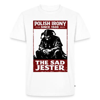Ironie polonaise Stańczyk le bouffon triste - T-shirt Premium bio Homme - blanc - Devant - Nico (187cm)