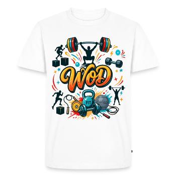 WOD Fitness Bodybuilding Workout Cross Sport Gym - Men's Premium Organic T-Shirt - white - Front - Nico (187cm)