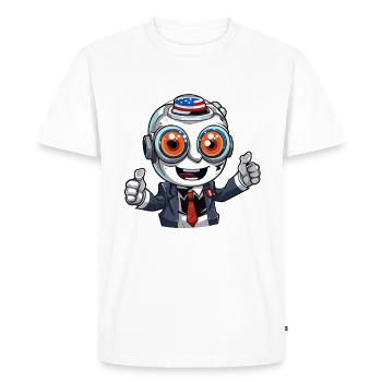Mascotte robot avec chapeau drapeau - T-shirt Premium bio Homme - blanc - Devant - Nico (187cm)
