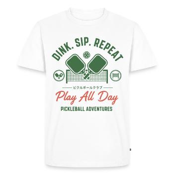 Pickleball Dink Sip Repeat Play All Day Adventures - Men's Premium Organic T-Shirt - white - Front - Nico (187cm)