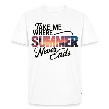 Vacation Sun Beach T-Shirt Summer Never Ends - Men's Premium Organic T-Shirt - white - Front - Nico (187cm)