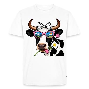 Vache Nature Lunettes Montagnes - T-shirt Premium bio Homme - blanc - Devant - Nico (187cm)