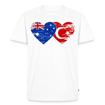 Cœur du drapeau de la Turquie australien utilisé - T-shirt Premium bio Homme - blanc - Devant - Nico (187cm)