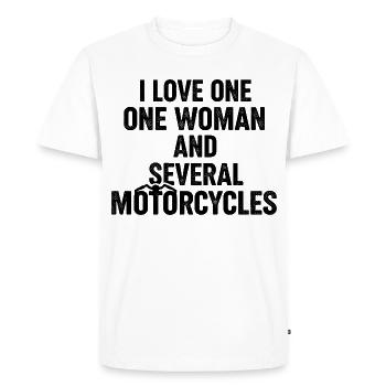 A Woman and Several Motorcycles: Biker Humor - Men's Premium Organic T-Shirt - white - Front - Nico (187cm)
