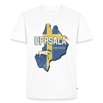Carte souvenir de la province d’Uppsala, Suède - T-shirt Premium bio Homme - blanc - Devant - Nico (187cm)