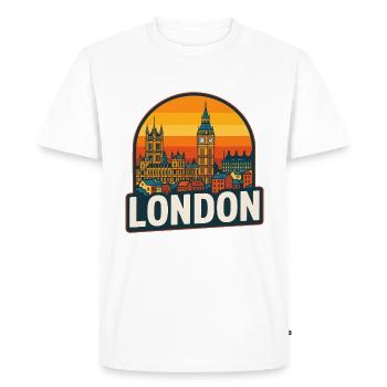 London Skyline Retro Sunset Big Ben Design - Men's Premium Organic T-Shirt - white - Front - Nico (187cm)