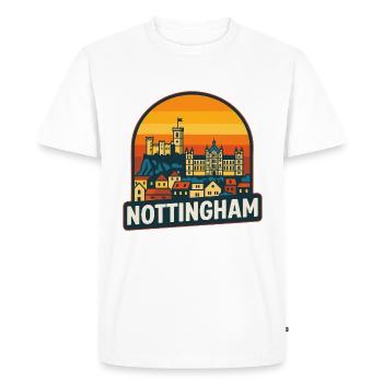 Nottingham Skyline Retro Sunset Vintage Design - Men's Premium Organic T-Shirt - white - Front - Nico (187cm)