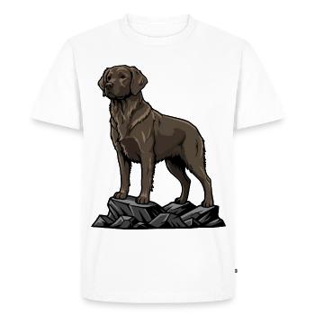 Chien Labrador Chocolat sur Rocher Portrait Brun - T-shirt Premium bio Homme - blanc - Devant - Nico (187cm)