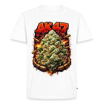 Impression artistique AK47weed Strain - T-shirt Premium bio Homme - blanc - Devant - Nico (187cm)