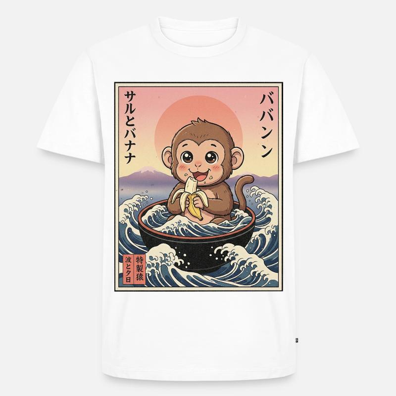 Süßes Äffchen Kawaii - Männer Premium Bio T-Shirt - Weiß