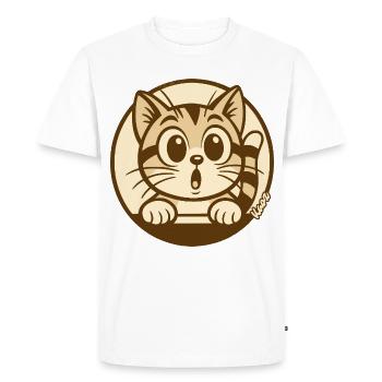 Curious Kitten Peeking Badge - Men's Premium Organic T-Shirt - white - Front - Nico (187cm)