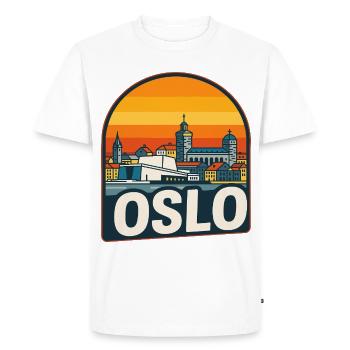 Oslo Norvège Skyline Retro Sunset Vintage Design - T-shirt Premium bio Homme - blanc - Devant - Nico (187cm)