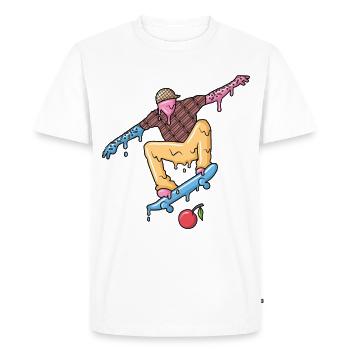 Skate, crème glacée, skateur, skateur, planche à roulettes - T-shirt Premium bio Homme - blanc - Devant - Nico (187cm)
