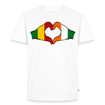 Drapeau de la Côte d’Ivoire du Mali Mains en forme de cœur - T-shirt Premium bio Homme - blanc - Devant - Nico (187cm)