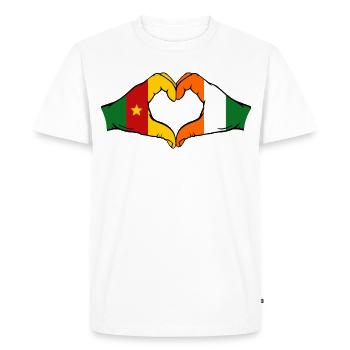 Cœur du drapeau de la Côte d’Ivoire du Cameroun - T-shirt Premium bio Homme - blanc - Devant - Nico (187cm)
