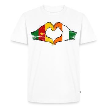 Cœur du drapeau de la Côte d’Ivoire du Cameroun - T-shirt Premium bio Homme - blanc - Devant - Nico (187cm)