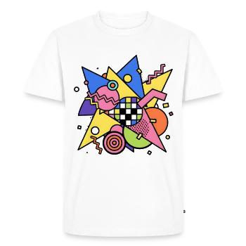 Abstract Geometric Pattern 90s Style - Men's Premium Organic T-Shirt - white - Front - Nico (187cm)