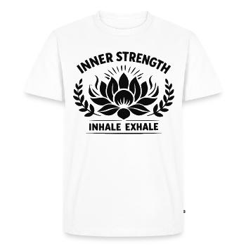 Inner Strength Inhale Exhale Lotus Kraft - Men's Premium Organic T-Shirt - white - Front - Nico (187cm)