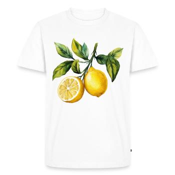 Citrons Aquarelle aux agrumes - T-shirt Premium bio Homme - blanc - Devant - Nico (187cm)