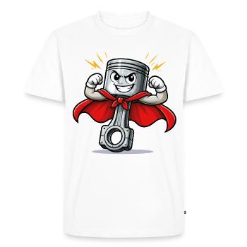 Mechanic's Superhero Piston - Men's Premium Organic T-Shirt - white - Front - Nico (187cm)