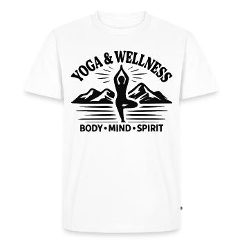 Body Mind Spirit Yoga Wellness Berge - T-shirt Premium bio Homme - blanc - Devant - Nico (187cm)