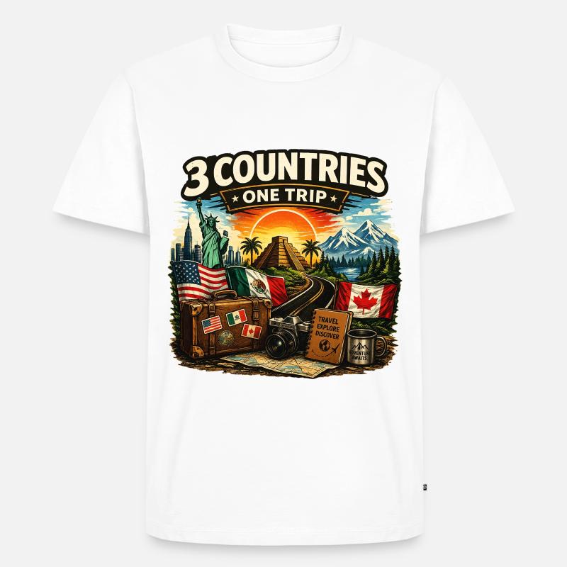 3 Countries 1 Trip 2026 - Männer Premium Bio T-Shirt - Weiß