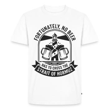 Heureusement, pas d’humour à la bière à la manière d’Hormuz - T-shirt Premium bio Homme - blanc - Devant - Nico (187cm)