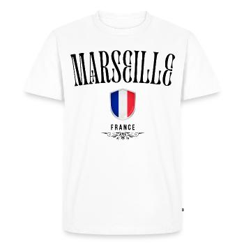 Souvenir de Marseille, design élégant Marseille - T-shirt Premium bio Homme - blanc - Devant - Nico (187cm)
