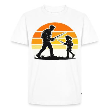 Aventure en plein air : Parent enfant au look rétro Pêcheur - T-shirt Premium bio Homme - blanc - Devant - Nico (187cm)